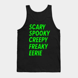 Halloween Words Scary Spooky Creepy Freaky Eerie Tank Top